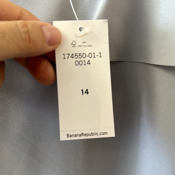 BANANA REPUBLIC NEW WITH TAGS GRAY RUFFLE LONG SLEEVE DRESS SIZE 14 - Picture 5 of 8